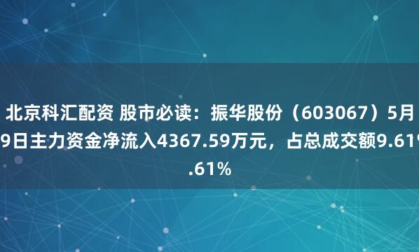 北京科汇配资 股市必读：振华股份（603067）5月19日主力资金净流入4367.59万元，占总成交额9.61%