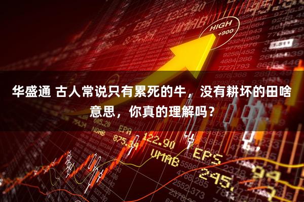 华盛通 古人常说只有累死的牛，没有耕坏的田啥意思，你真的理解吗？