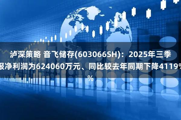 泸深策略 音飞储存(603066SH)：2025年三季报净利润为624060万元、同比较去年同期下降4119%